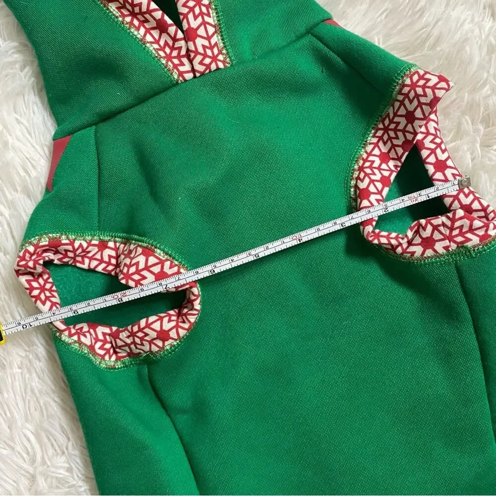 Santa’s Helper Green Reindeer Antlers Hooded Dog Costume Shirt
